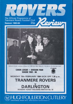 Tranmere Rovers v Darlington Match Programme 1984-02-13